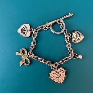 Juicy Couture Y2K Silver & Goldtone Link Vintage Charm Bracelet